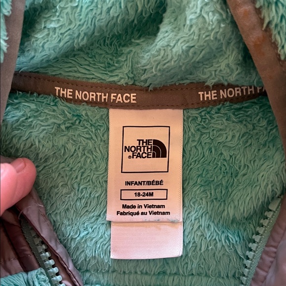The North Face Kids' Aqua and Gray Fleece Hoodie - Picture 2 of 2